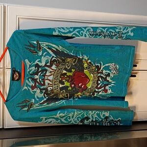 Vintage Harley-Davidson Teal Graphic Long Sleeve Shirt